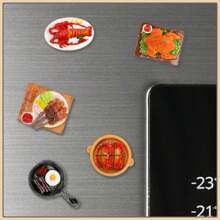 5pcs New Lifelike 3D Food Fridge Magnets, Popcorn, Lobster, Roasted Chicken, Wine Jar, Pot, Cute Decorative Items For Office, Kitchen, Whiteboard, Storage Cabinet, Dishwasher, Home Decor, Valentine's Day Gift
