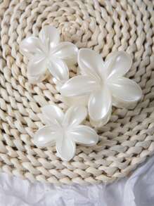 1/3 件/套大号简约亚克力花朵发夹，优雅仿珍珠白发夹，适合度假风格