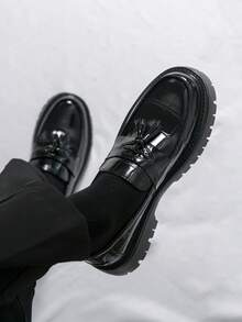 Men's British Style Formal Business Thick-Sole Leather Shoes - Black - View 1