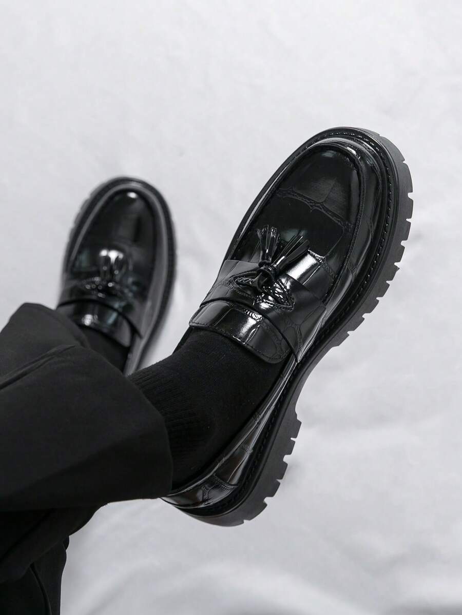 Men's British Style Formal Business Thick-Sole Leather Shoes - Black - View 1