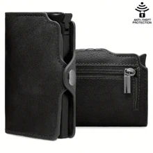 Portafoglio in fibra di carbonio, porta carte di credito, porta monete, portafoglio uomo RFID, in metallo sottile e minimale, piccolo portafogli nero, portafoglio in metallo