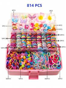 Juego de 814 piezas de accesorios para el cabello de niñas, gomas elásticas multiestilo y multicolor, lazos y flores lindos pinzas para el cabello, decoraciones de pasador de mariposa brillante, adecuado para todas las temporadas, regalo perfecto para niñas, excelente para peinados de fiesta y vacaciones