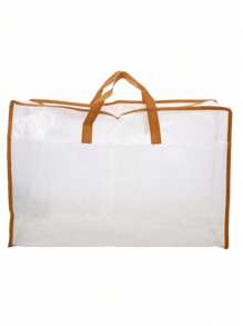 带拉链和手柄的超大 PVC 储物袋，用于搬家的耐用手提袋，用于被子、毯子和床上用品的节省空间的可折叠袋 - 白色 - 查看 9