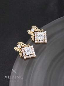 XUPING JEWELRY 1 par de aretes elegantes y lujosos diseñados por Xuping, adecuados para vestidos de fiesta y eventos para mujer, regalo para días festivos