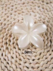 1/3 件/套大号简约亚克力花朵发夹，优雅仿珍珠白发夹，适合度假风格