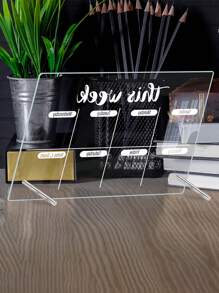 1 pièce Tableau blanc de bureau rappel de calendrier en acrylique transparent (avec 6 marqueurs de tableau blanc), tableau d'affichage, tableau de planification de bureau, bloc-notes de mémo, tableau à effacer à sec