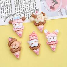 10 Pieces Of Mixed Cartoon Bright Face Animal SMILE BEAR LUCKY Hair Clip Hair Rope Cream Glue DIY Resin Accessories
