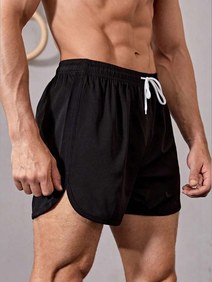 1pc Men's 5-Inch Sports Shorts, Casual Outdoor Activewear Breathable Quick Dry Shorts For Running, Basketball, Fitness - Black - View 1
