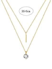 1pc Fashionable Sterling Silver Geometric & Cubic Zirconia Round Pendant Necklace For Women For Party Decoration