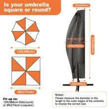 RY-300D 橙线伞套 - 重型防水 420D 涤纶面料，悬臂偏置雨伞户外遮阳伞套（加强型设计）