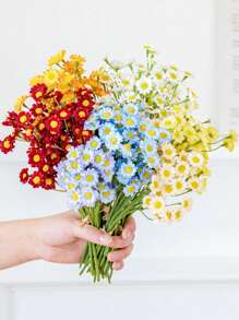 6/12 件，120 件人造雏菊花头，逼真而鲜艳的雏菊花束，栩栩如生的触感，免维护，季节性装饰，适用于新娘花束、婚礼派对、家居桌面装饰、高品质假花、户外野餐园艺、圣诞节、情人节、婚礼、母亲节、生日派对，非常适合 DIY 中心装饰 - 不含容器礼物毕业、秋季装饰、秋季