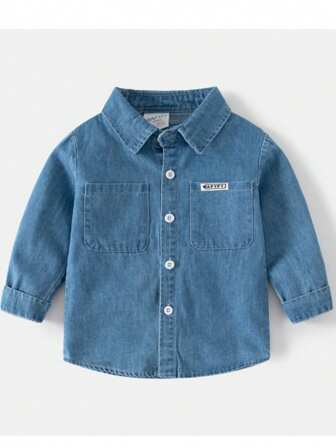 Peuterjongens Casual Denim Jack, Lente/Herfst Kinderen Revers Casual Shirt