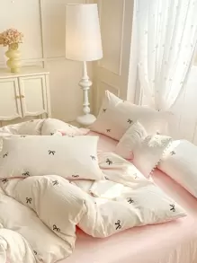 3 件套加厚涤纶可爱印花可水洗床上用品套装，男孩和女孩宿舍/宿舍装饰（1 个羽绒被套、2 个枕套、无填充物）