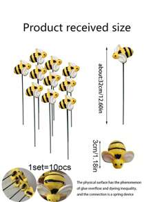 10 cái/5 cái-Cột vườn ong trang trí nghệ thuật kim loại cho sân vườn Đồ trang trí nghệ thuật sân trước Gậy cắm hoa Mùa xuân hè Nhựa cho vườn ong vườn Đường đi ngoài trời Chậu hoa, Bồn hoa màu vàng, 3 tấm biển trang trí sân vườn ngoài trời Mô phỏng sân vườn Côn trùng nhỏ Cột bãi cỏ ong Cắm vào - Màu vàng - Xem 8