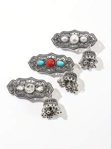 1 pieza Elegante Clip de Cabello de Estilo Vintage con Campana de Cristal y Borla, Aleación de Estilo Palaciego Chino, Apropiado para Atuendos Diarios, Fiestas y Todas las Estaciones