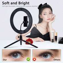 AXNEN Aro de luz de selfie de 10 pulgadas con trípode opcional, luz de relleno de fotografía, lámpara de anillo LED compatible con todos los teléfonos para grabación de video, transmisión en vivo