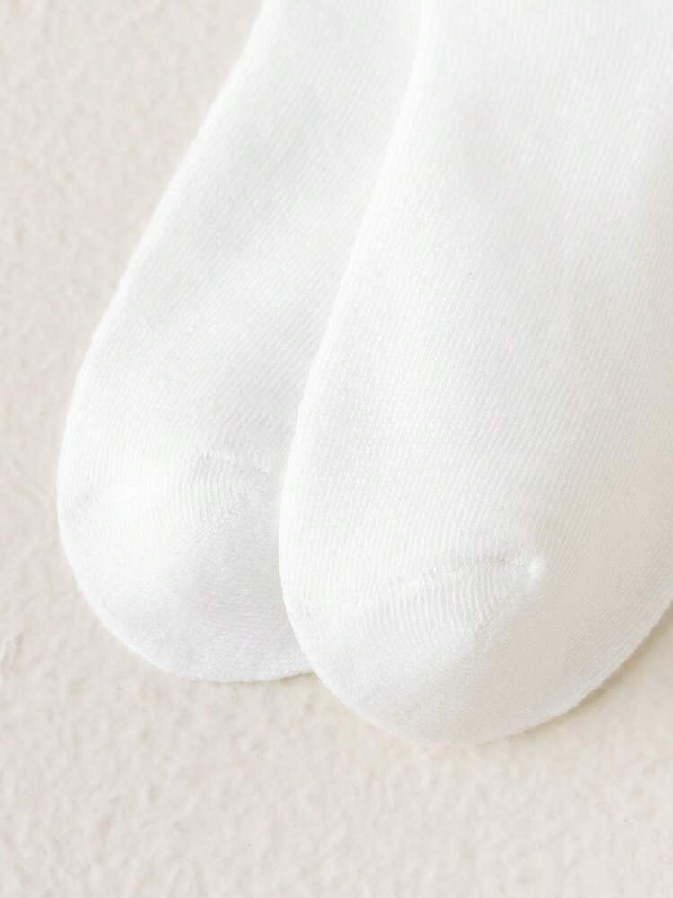 8 双混合纯色和英文字母设计儿童袜子，条纹图案男女通用中筒袜，适合日常休闲穿着 - 彩色 - 查看 6