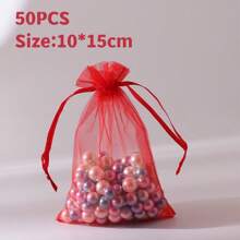 10/50/100pcs Medium Size: 10*15cm Organza Gift Packaging Bags, Wedding Candy Bags, Wedding Favor Bags, Gift Packaging Supplies, Organza Bags For Wedding & Celebration Gift Packaging - Multicolor - View 28