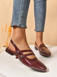 女式新款平底舒适百搭柔软外底双带加大码乐福鞋