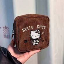 Sanrio 旅行女士灯芯绒面料刺绣化妆包便携式手持洗漱包