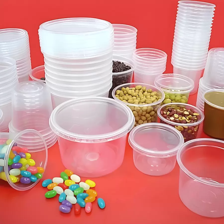 24 Round Disposable Plastic Pots With Lids And Various Sizes - Measurements In The Description - For Jar Cakes And Various Other Cakes - Trong sáng - Xem 1