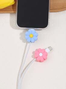 Flower Shaped Data Cable Connector Protector, Charging Cable Protector, Anti-Pollution And Anti-Breakage, Compatible With Type-C Charging Cable Protector, Cable Protector, Charger Protector - Multicolor - View 2
