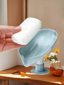 6 pezzi/4 pezzi/2 pezzi/1 pezzo Portasaponetta a forma di foglia con drenaggio, vassoio portasaponetta con ventosa per accessori da bagno, contenitore per sapone, organizzazione e arredo bagno (grigio, verde) Decorazione autunnale per la casa, Ritorno a scuola