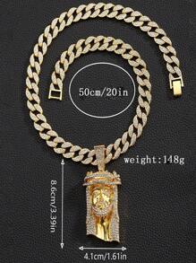 Bling Bling Rhinestone Jesus Pendant With 15mm Miami Cuban Link Chain, Hip Hop Jewelry Gift - Jesus Pendant Necklace - View 7