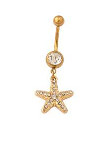 1 Pc Sea Life Starfish Shell Belly Ring Summer Beach Style Navel Rings Sea Side Beachy Body Jewelry Boho Accessories For Women