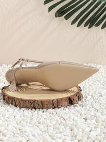 Xin Jing Shoes 女士尖头高跟鞋，百搭时尚，优雅大方，猫跟，派对，细高跟 - 卡其色 - 查看 4