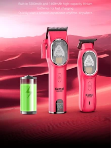 Máquina de cortar el pelo profesional KEMEI Km-8502, cortapelos eléctricos inalámbricos con cuchillas de carburo de diamante - Rosa - Ver 7