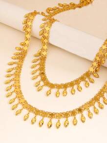 160厘米长链华丽垂坠流苏项链肩链中东奢华新娘礼服肩带身体链女士珠宝派对节日配饰 - 金黃色 - 查看 7