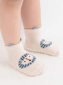 3 双儿童防滑圆点抓地袜，带有可爱的卡通动物图案，无缝且柔软，适合所有季节 - 彩色 - 查看 7