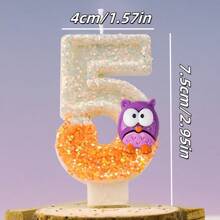 قطعة واحدة من شمعات أرقام 0-9 بتصميم البومة البنفسجية لديكور كعكة عيد الميلاد، تجربة جو احتفالي ملائمة لاحتفالات عيد الميلاد والزفاف وذكرى السنوية لكل من الأطفال والبالغين