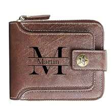 Personalized Men Wallet Custom Engraved Birthday/Anniversary Wallets For Men Leather Bifold Unique Customized Gift Idea For Husband BF On Thanksgiving Christmas Wallet Mini Wallet Purse Wallet Men Wallet Leather Small Wallet - Multicolor - View 2