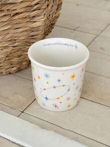 Tasse avec design mignon d'étoiles, tasse à café portable avec poignée, tasse de couple avec motif attrayant du ciel étoilé, tasse à eau en céramique