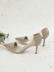 Xin Jing Shoes 新款时尚透明性感高跟鞋，优雅派对款，适合女士 - 卡其色 - 查看 8