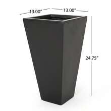 13" Outdoor Modern MGO Small Cast Stone Planter Black
