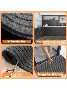 1pc Kitchen Dining Room Carpet Anti Slip Door Mat, Solid Color Stripe Kitchen Carpet Floor Mat, Easy To Clean, Suitable For Hallway, Kitchen, Dining Room, Bathroom, Entrance Door Mat
