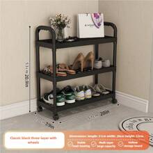 3/5 Layer Household PP Material Plastic Shoe Rack, Bathroom Storage Rack, Movable Small Cart Storage Rack, Multi-Level Storage Small Space Home Shoe Cabinet In The Foyer - Multicolor - View 5