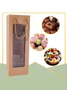 10pcs/1pc Brown Reusable Wine Bottle Gift Bags With Clear Window, Suitable For Wedding, Holiday, Birthday (Brown)