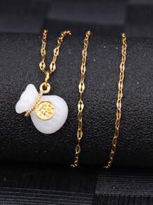 A Simple And Fresh Necklace With A Lucky Bag Pendant, And Exquisite For Women, Versatile Collarbone Chain