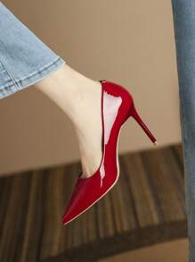 Xin Jing Shoes Giày cao gót nữ, giày công sở thời trang, thanh lịch, dự tiệc, giày gót nhọn. - Đỏ - Xem 7