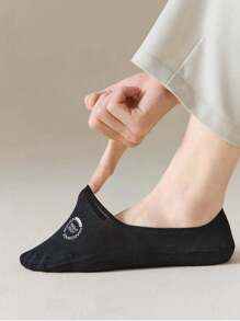 5 Pairs Men's Summer Mesh Ice Silk Breathable Shallow Boat Socks, Thin Non-Slip Invisible Socks - Black and White - View 2