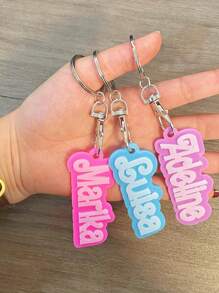 1pc Customizable Pink Acrylic Name Keychain, Double-Layer Personalized Letter Keychain With Multiple Fonts, Cute Pendant Keychain Customization Gift, Back To School Gift, Birthday, Romantic Valentine's Day Holiday Customization Gift