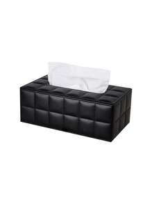 1 Czarne pudełko na chusteczki z siatki, prostokątne, PU, skórzane, pudełko na serwetki, pudełko na papier do jadalni, stolik do herbaty, pudełko na papier, wystrój łazienki, organizer łazienkowy, wystrój jesienny, powrót do szkoły