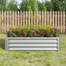 Raised Garden Bed Outdoor, 4*2*1ft Metal Planter Box, Rectangle Planter Beds For Plants, Vegetables, And Flowers. - Silver - View 1