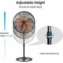 Soporte del motor ventilador de aterrizaje, control mecánico, aire eléctrico para el hogar, fuerte velocidad del viento, altura ajustable, adecuado para el hogar, oficina, al aire libre, etc.