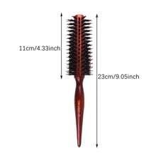 12 排木柄圆形滚刷直斜纹发梳野猪鬃毛圆桶卷发刷美发工具、发刷、梳子、美发工具、美发产品及理发沙龙美容旅行必备品 - 彩色 - 查看 5