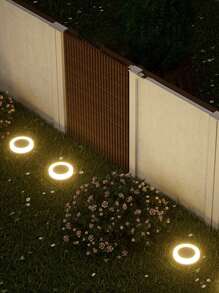 太阳能地面灯，圆形台阶灯 4 件装 LED 太阳能灯户外防水，太阳能甲板灯花园景观照明太阳能花园灯庭院花园布置地面灯适用于户外、露台、小路、庭院、草坪、车道、小路、走道